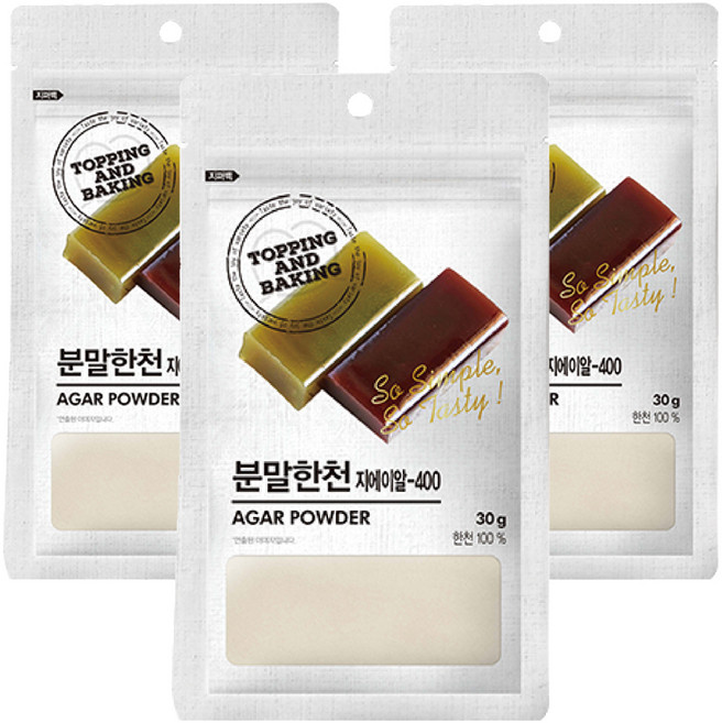 큐원 홈베이킹 분말한천, 30g, 3개