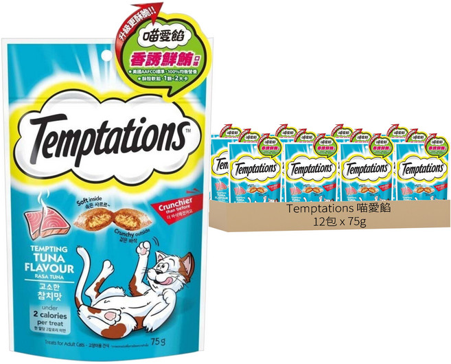 Temptations 喵愛餡 貓點心, 香誘鮮鮪口味, 75g, 12包
