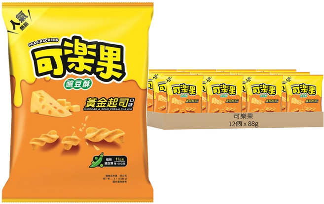 可樂果 黃金起司口味, 88g, 12個
