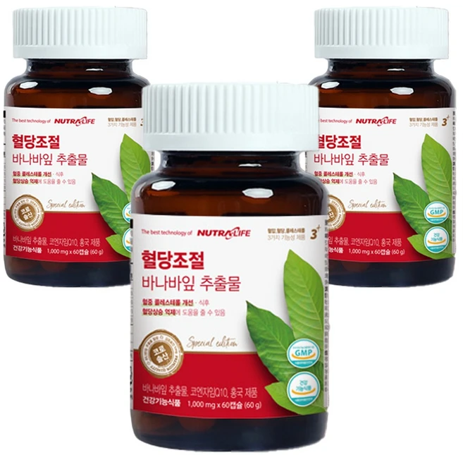 뉴트라라이프 혈당조절 바나바잎 추출물, 60정, 3개 - 쿠팡