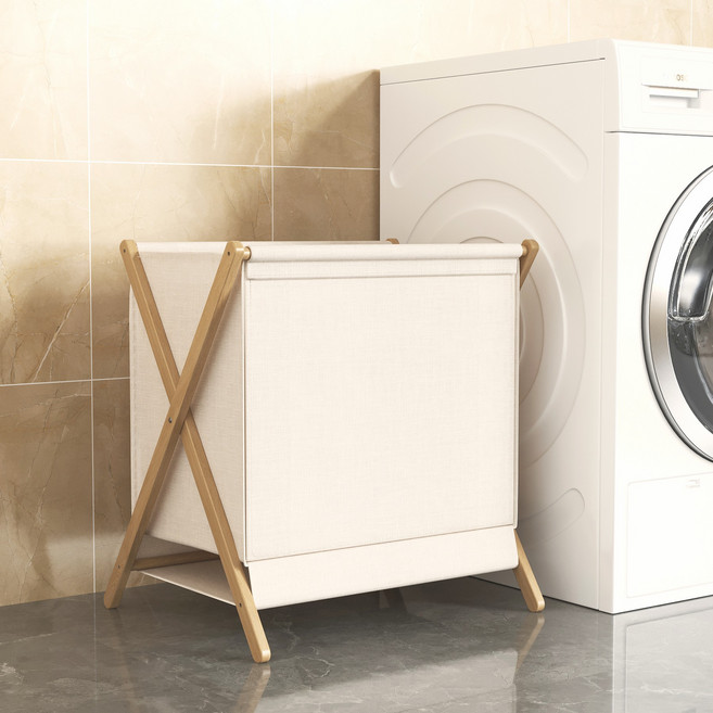 하비티 X자형 대나무 빨래바구니