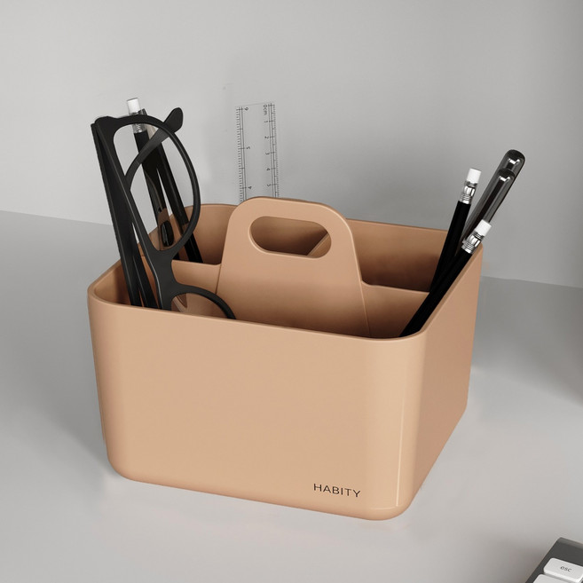 하비티 심플 모던 용품정리 펜트리 수납박스 S, 샌드핑크, 1개