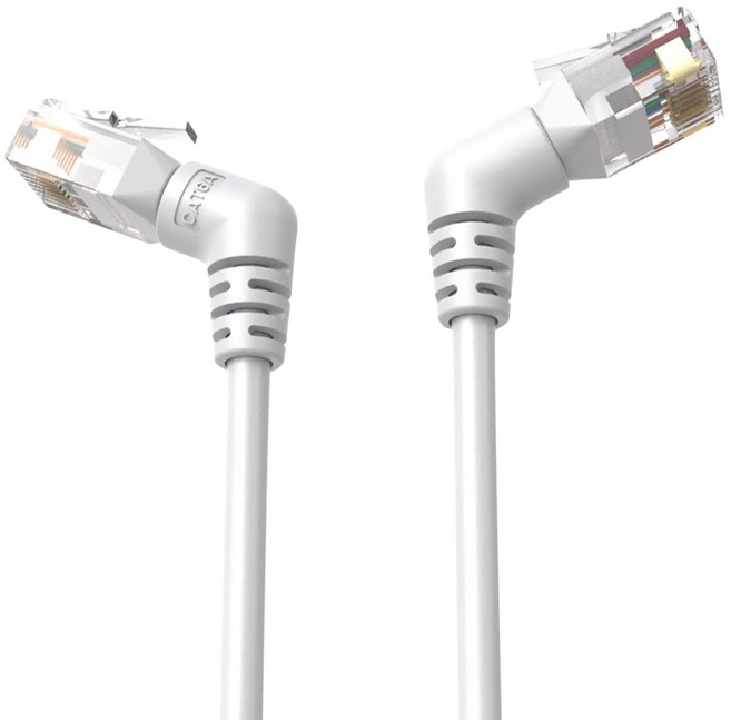 VEnTIOn 威迅 IBO系列 CAT6A 超六類雙彎頭可旋轉纖細高速網路線, 白色, 2條, 0.5m