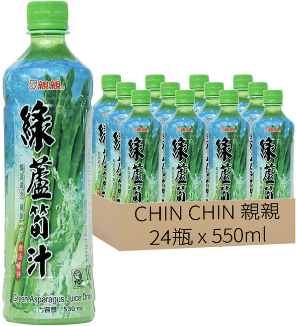 CHIN CHIN 親親 綠蘆筍汁, 550ml, 24瓶