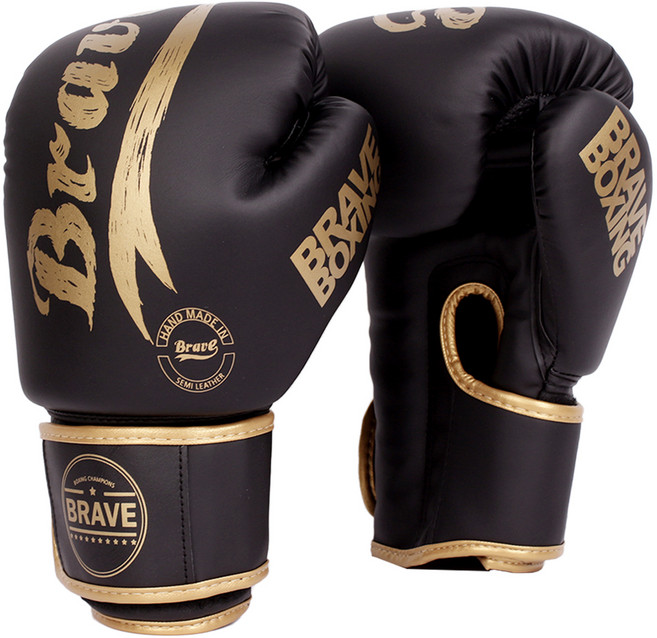 브레이브 파워 복싱 글러브 + 메쉬 가방, BLACK + GOLD, 1세트