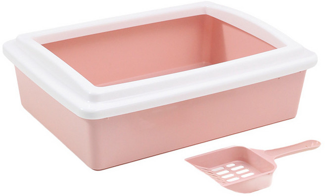 제제펫 사각 고양이 화장실 + 모래삽 세트, 핑크, 1개