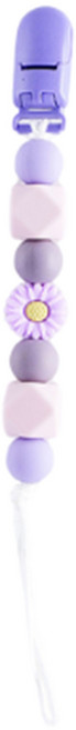 pink and blue 矽膠串珠雛菊造型手工奶嘴鏈 190 x 120 x 10mm 3個月以上適用, 紫色雛菊, 1條