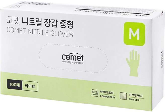 코멧 니트릴장갑 화이트, 중(M), 100개입, 1개 - 쿠팡