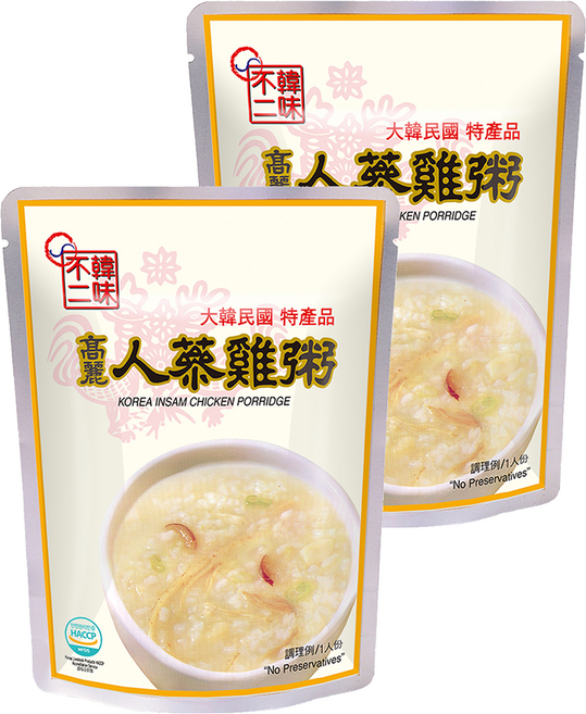 韓味不二 高麗人蔘雞粥 280g 隔水加熱即食 韓國宮廷養身美食, 2包