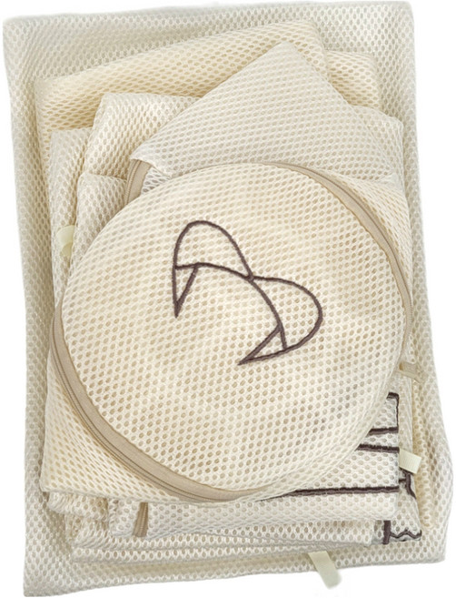 日式加厚雙層洗衣袋超值六件組, 米白色, 1組