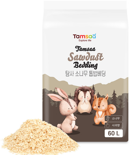 탐사 압축 톱밥 베딩 사과향, 60L, 1개
