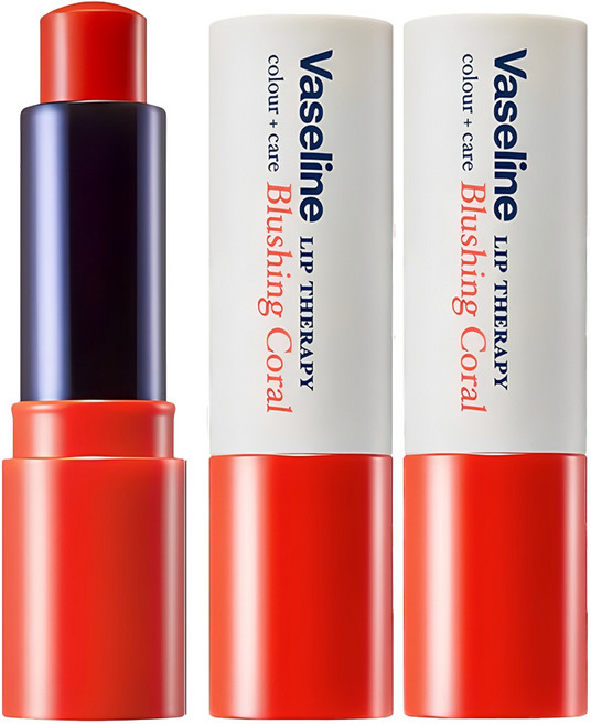 바세린 립테라피 컬러 앤 케어 립밤, 블러싱 코랄, 4.2g, 2개