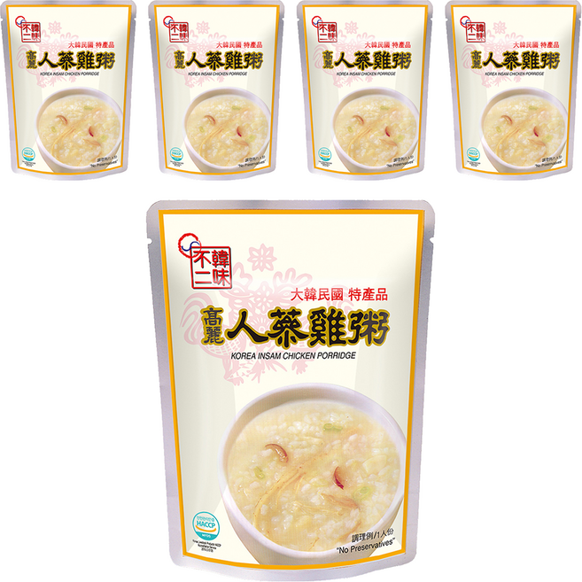 韓味不二 高麗人蔘雞粥 280g 隔水加熱即食 韓國宮廷養身美食, 5包
