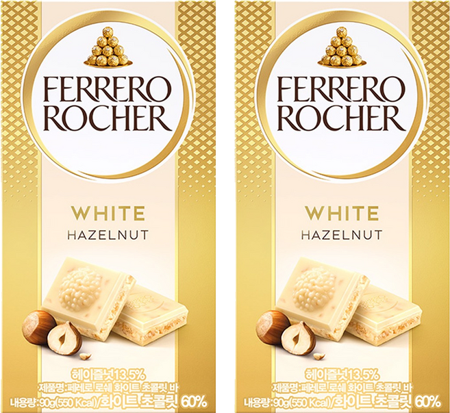 페레로로쉐 초콜릿 바 화이트, 90g, 2개
