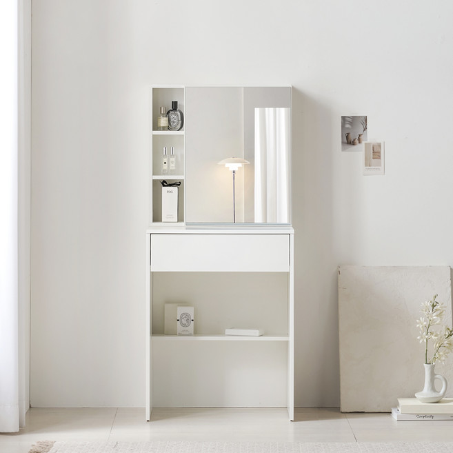 하모벨 비엔 도어형 수납 거울 화장대 600 방문설치, 화이트