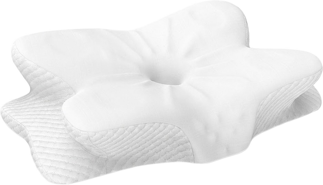 蝶形加厚記憶護頸冰絲枕頭 63 x 42.5 x 13.8cm 舒緩頸部壓力, 1個, 白色