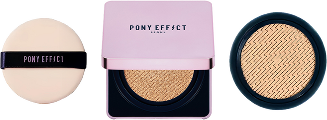 PONY EFFECT 香檳紫保濕光澤提亮氣墊 秋冬新款 打造持久完美底妝 韓國女團光澤肌 乾肌必備 自然光澤肌, 03 Vanilla, 1組