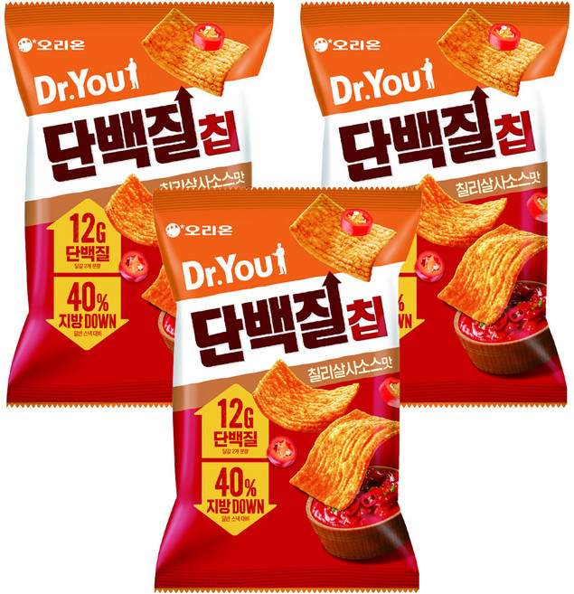 닥터유 단백질칩 칠리살사맛, 60g, 3개