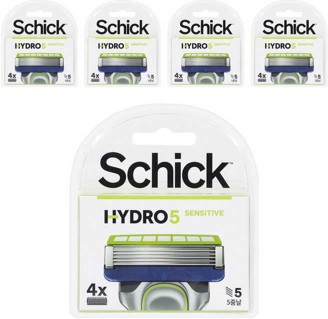 쉬크 하이드로 5 베이직 센서티브 면도날, 4개입, 5개