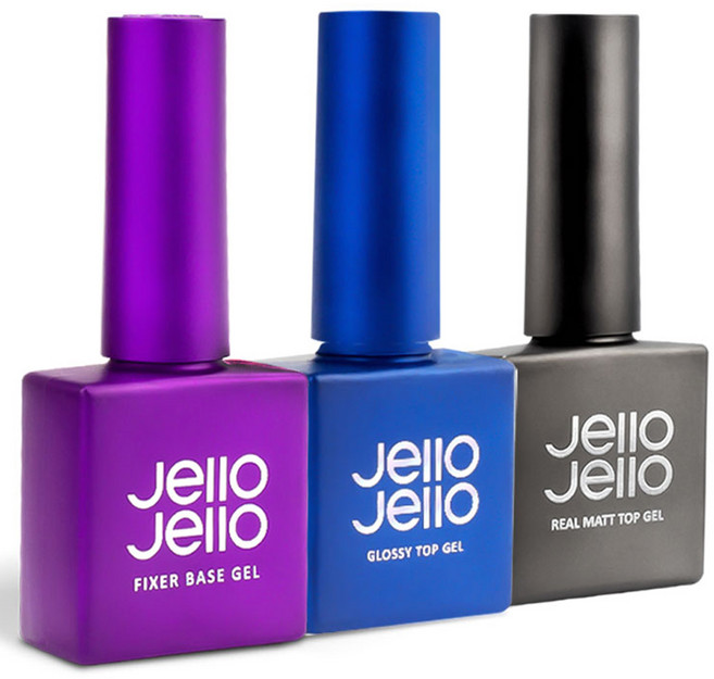 젤로젤로 네일 3종 세트, 픽서 베이스젤 + 논와이프 탑젤 + 매트 탑젤, 1세트