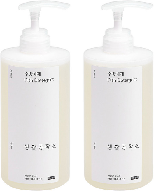 생활공작소 바질향 주방세제, 750ml, 2개