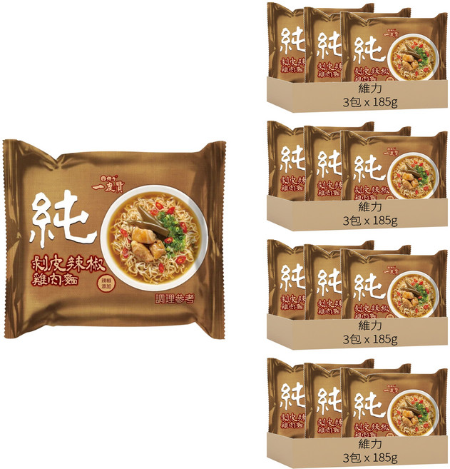 維力 一度贊 剝皮辣椒雞麵 185g, 12包