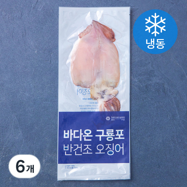 바다온 포항시 인증 한마리 구룡포 반건조 오징어 (냉동), 110g, 6개