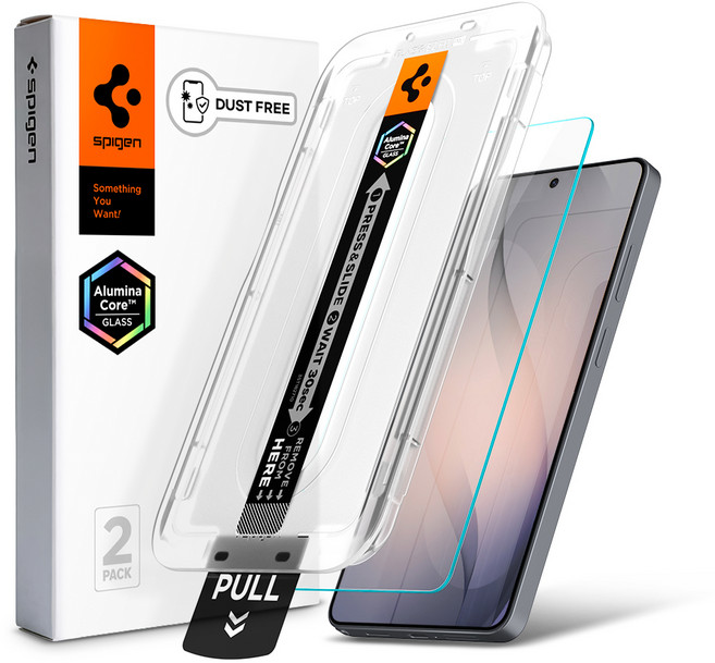 슈피겐 글라스tR 이지핏 휴대폰 액정보호필름 2p 세트 AGL11068, 1세트