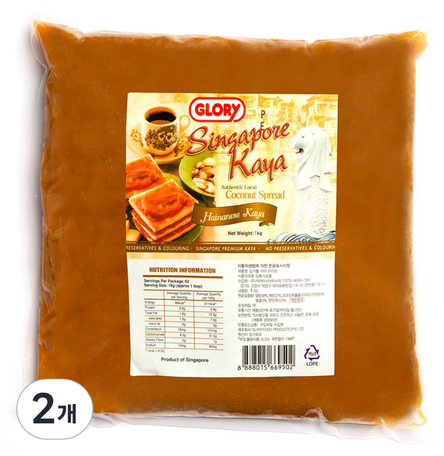 新加坡頂級蜂蜜咖椰醬, 1kg, 2包