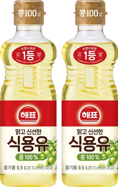 사조 해표 콩기름 식용유, 500ml, 2개
