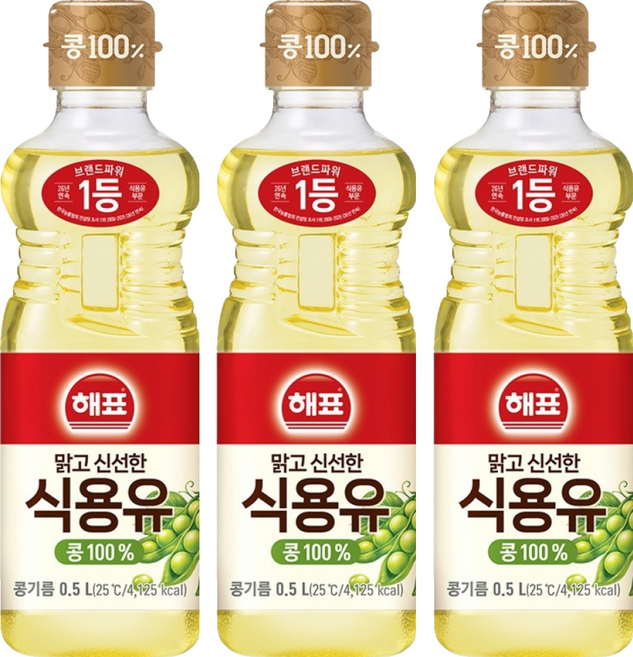 사조 해표 콩기름 식용유, 500ml, 3개