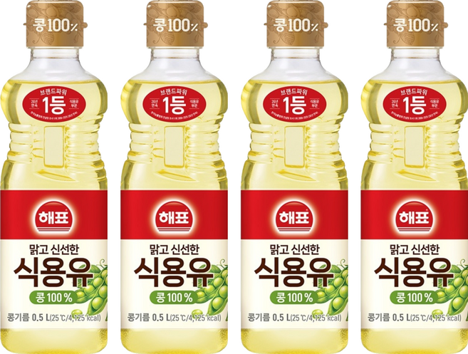 사조 해표 콩기름 식용유, 500ml, 4개
