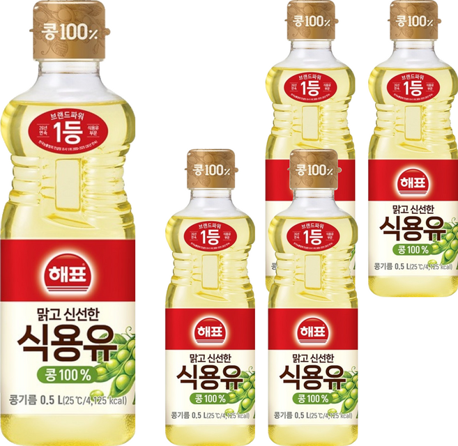 사조 해표 콩기름 식용유, 500ml, 5개