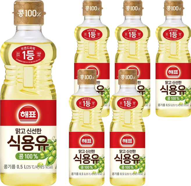 사조 해표 콩기름 식용유, 500ml, 6개