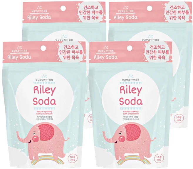 릴리소다 고보습 유아용 탄산 입욕제 10개입, 200g, 4개 - 쿠팡