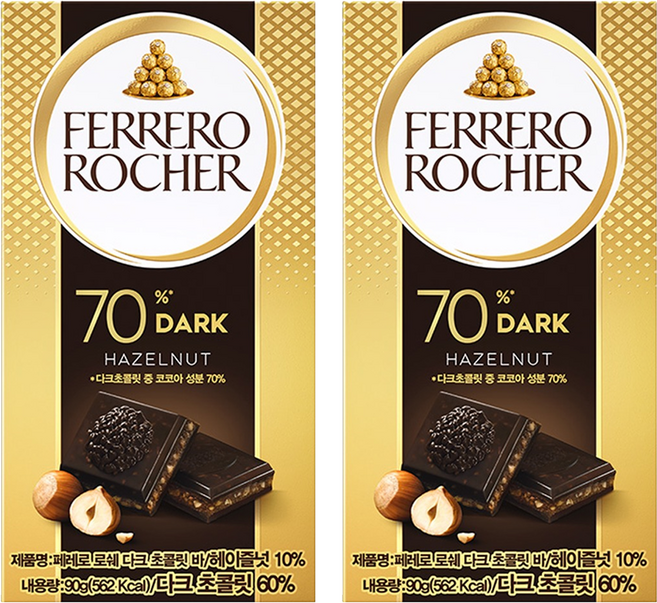 페레로로쉐 페레로 로쉐 다크 초콜릿 바, 90g, 2개