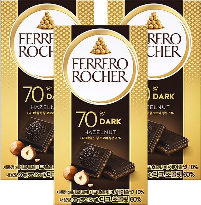 페레로로쉐 페레로 로쉐 다크 초콜릿 바, 90g, 3개