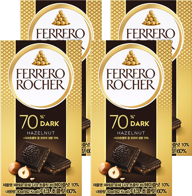 페레로로쉐 페레로 로쉐 다크 초콜릿 바, 90g, 4개