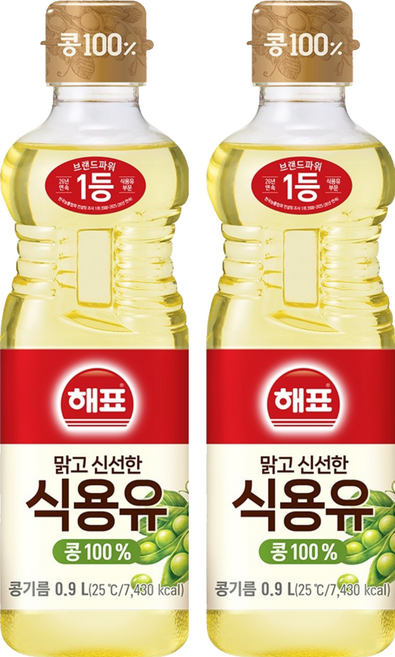 사조 해표 콩기름 식용유, 900ml, 2개