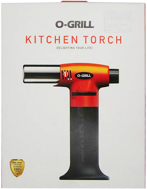 O-GRILL 攜帶型料理瓦斯噴槍 GT-200 防水電子點火系統 可調式出力開關 可站立底座, 橘色 + 黑色 + 銀色, 1盒