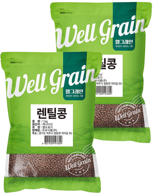 두보식품 웰그레인 렌틸콩, 1kg, 2개