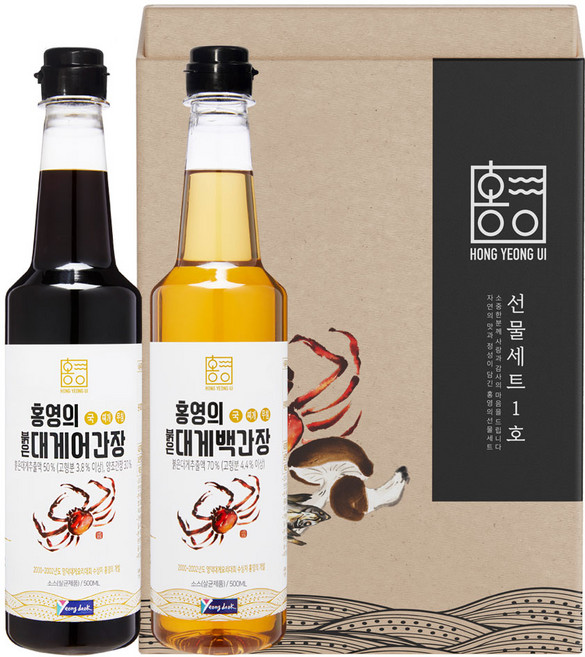 홍영의 간장 선물세트 붉은대게어 + 붉은대게백, 500ml, 1세트