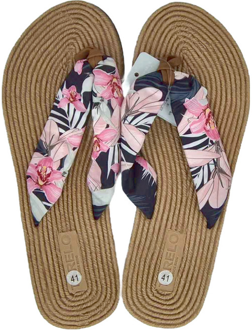 XUZU 舒筑 女款輕鬆花調拖鞋 深藍色