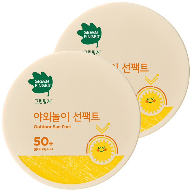 그린핑거 유아용 저자극 무기자차 야외놀이 선팩트 SPF50+ PA++++, 16g, 2개