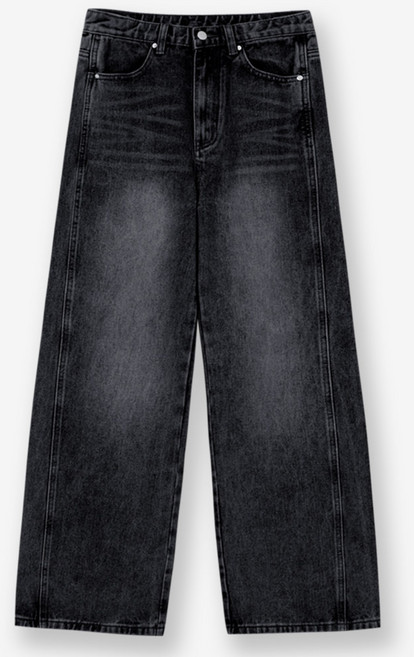 제이에이치스타일 남성용 프론트 라인 워싱 와이드 데님팬츠 DPROK613