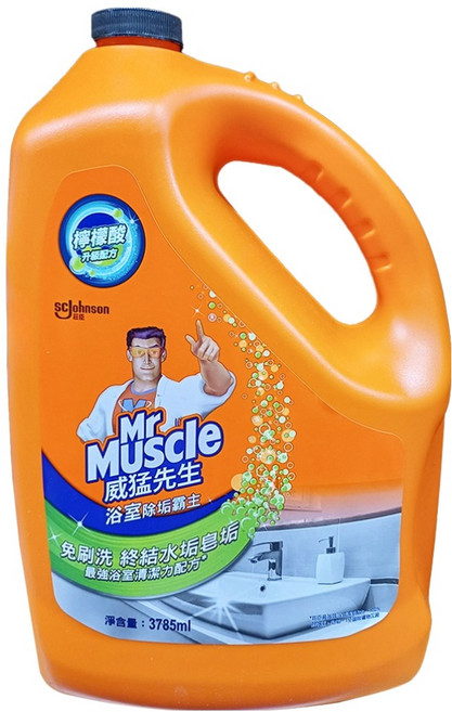 Mr Muscle 威猛先生 浴室清潔劑 檸檬酸升級配方, 3.785L, 1桶