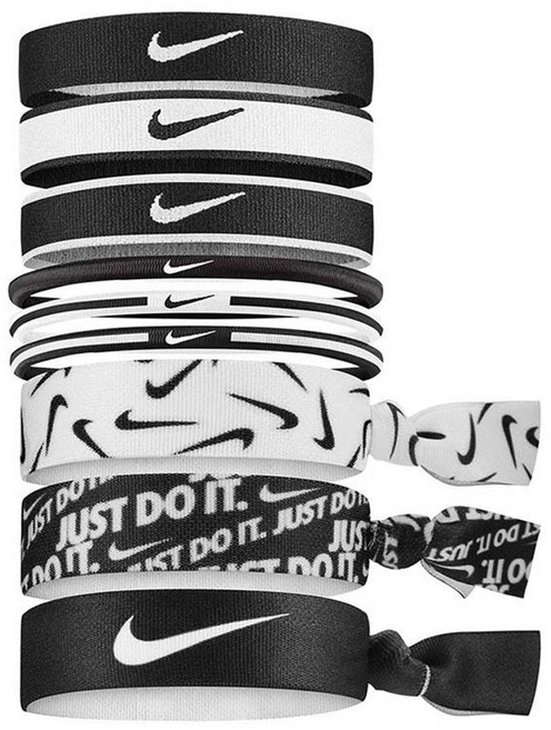 NIKE 耐吉 混搭式髮帶9件組, 黑白色, 1組