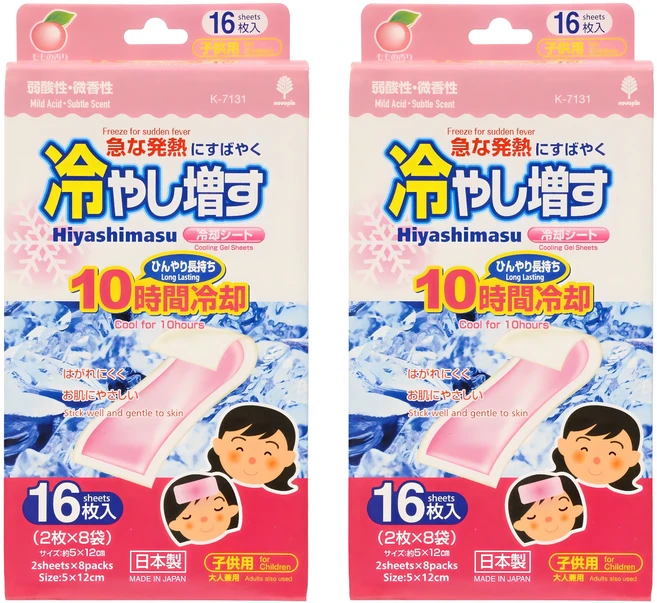 노보핀 코쿠보 열 냉각시트 어린이용 복숭아향, 16개입, 2개 - 쿠팡