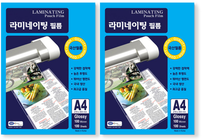 동아피엠에스 고급형 국산 코팅필름 100MIC, A4, 200개