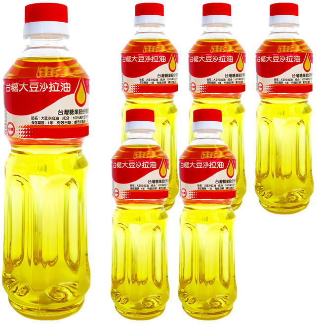 台糖 大豆沙拉油, 0.6L, 6瓶